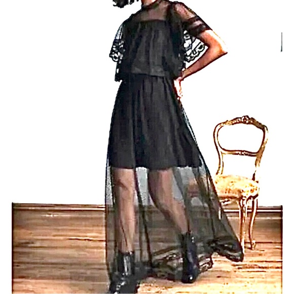 Happy Nature Dresses & Skirts - New Happy Nature illusion semi sheer lace black maxi dress size medium